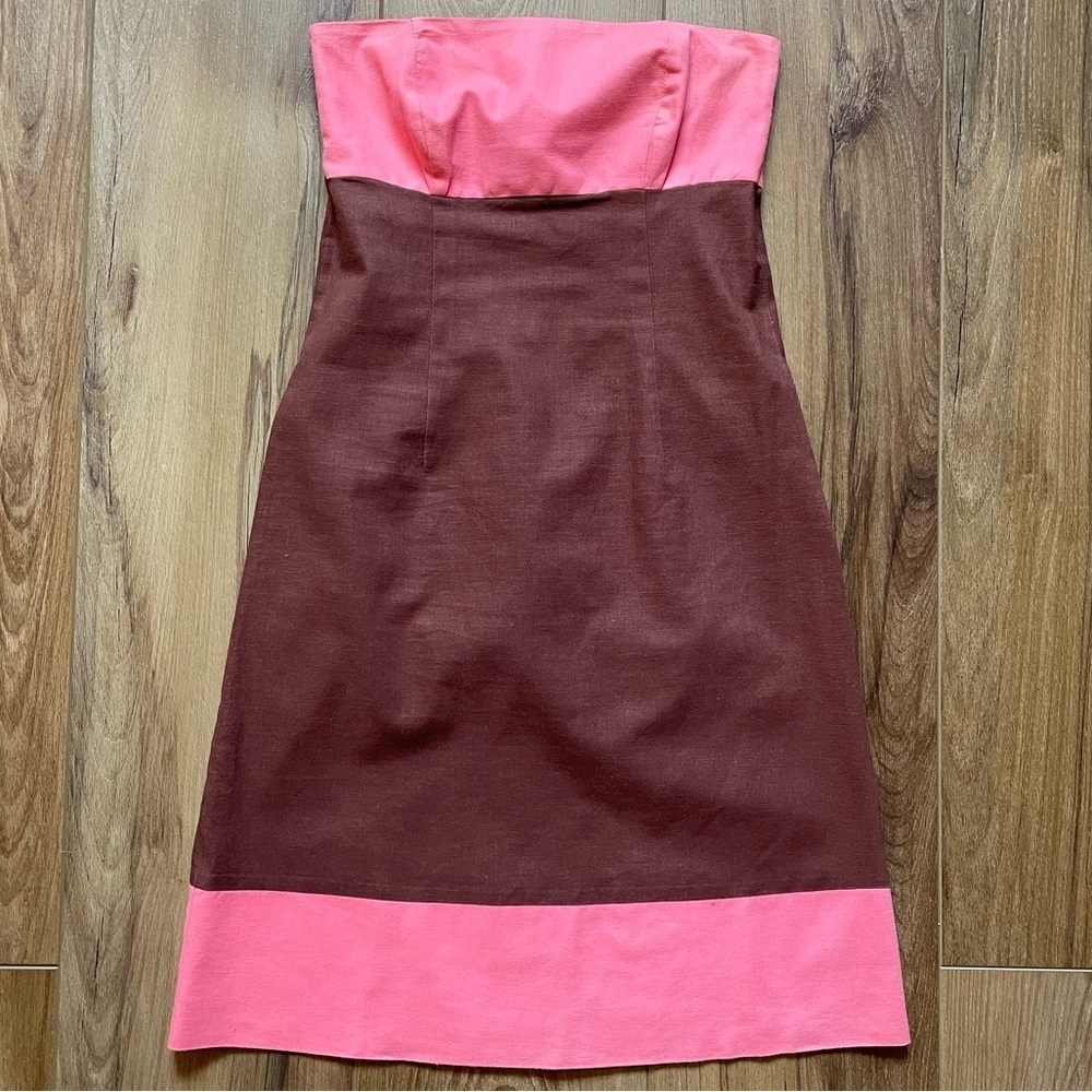 Lucy Love strapless pink and brown linen cotton blend Dress size M
